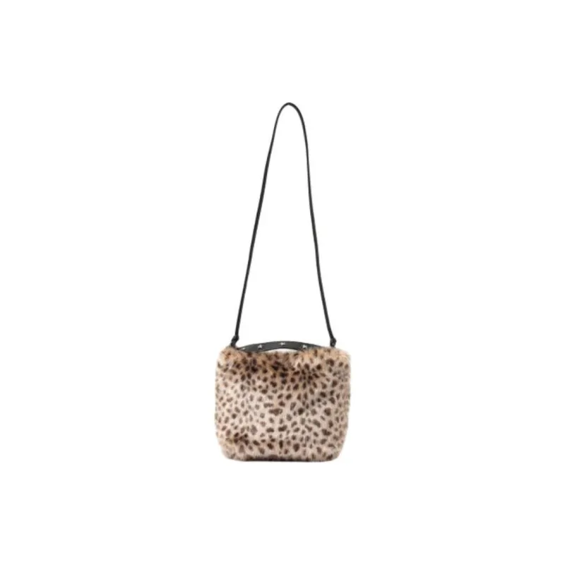 Beams Faux Fur Crossbody Bag Shoulder Bag Regular Women's Gray/Wood Charcoal/Brown-2