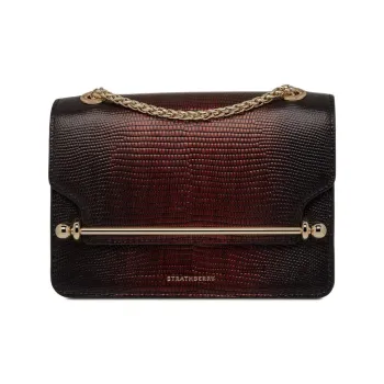 Strathberry Smooth Calf Leather Shoulder Bag Crossbody Bag Mini Women's Deep Red & Black