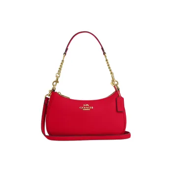 COACH Teri Litchi Grain Leather Crossbody Handbag, Shoulder Bag Medium Size Women's Red