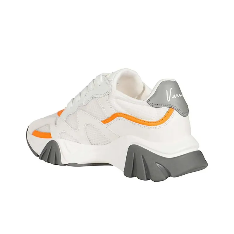 VERSACE Squalo Low-Top Platform Shoes Women's White Orange-3