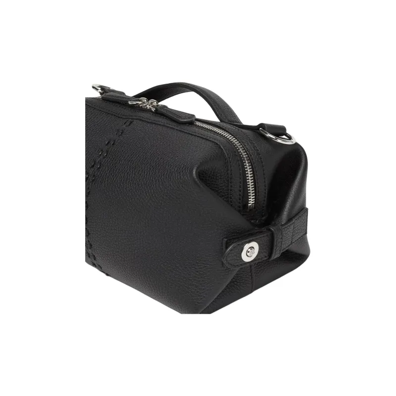 FENDI Calfskin Shoulder Bag Crossbody Bag Small Size Men's Black-5