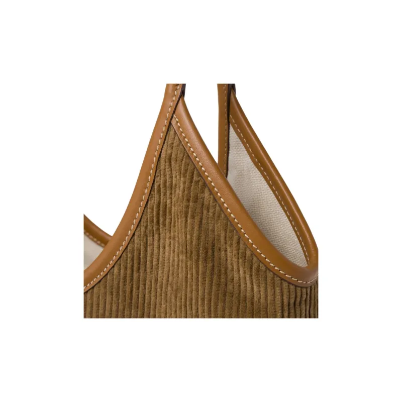 MIU MIU Corduroy Tote Bag Shopping Bag Shoulder Bag Handbag Women's Cinnamon Brown-4