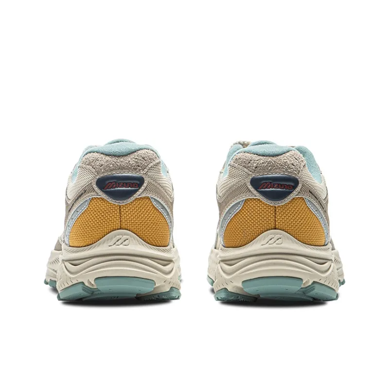 Mizuno Racer S 2.0 Running Shoes Unisex Low Top Oyster Gray/Deep Sea Blue/Yellow-4