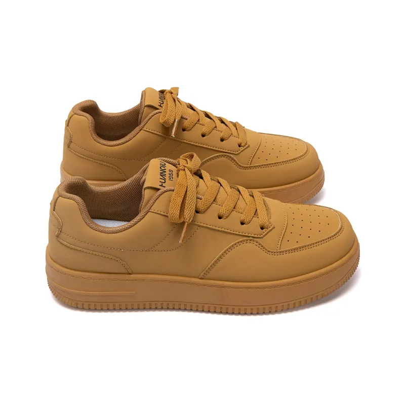 HUANQIU Abrasion Resistant Breathable Low Top Skateboard Shoes Men's Camel-3