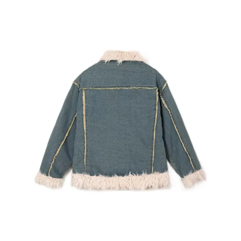 PAZZO Denim Puffer Jacket Coat Women's Blue-1