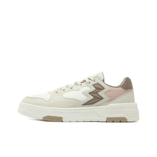 361° Wear-Resistant Cushioning Slip-Resistant Low-Top Skateboard Shoes Women's White Beige Pink