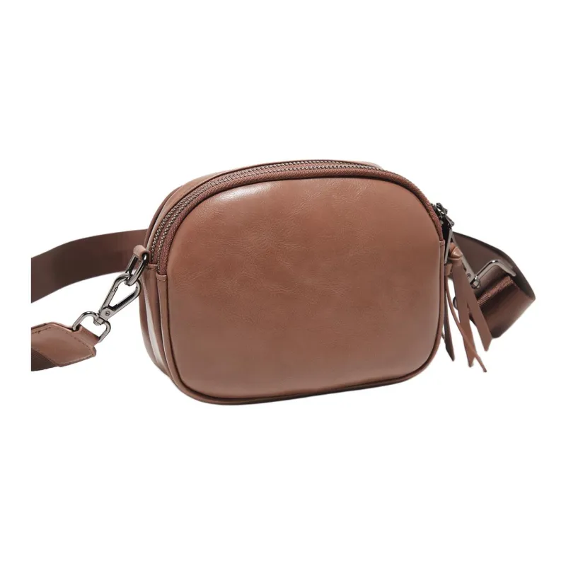 Marino Orlandi Cow Leather Small Round Bag, Small Square Bag, Shoulder Bag Trumpets Women's Coffee-18