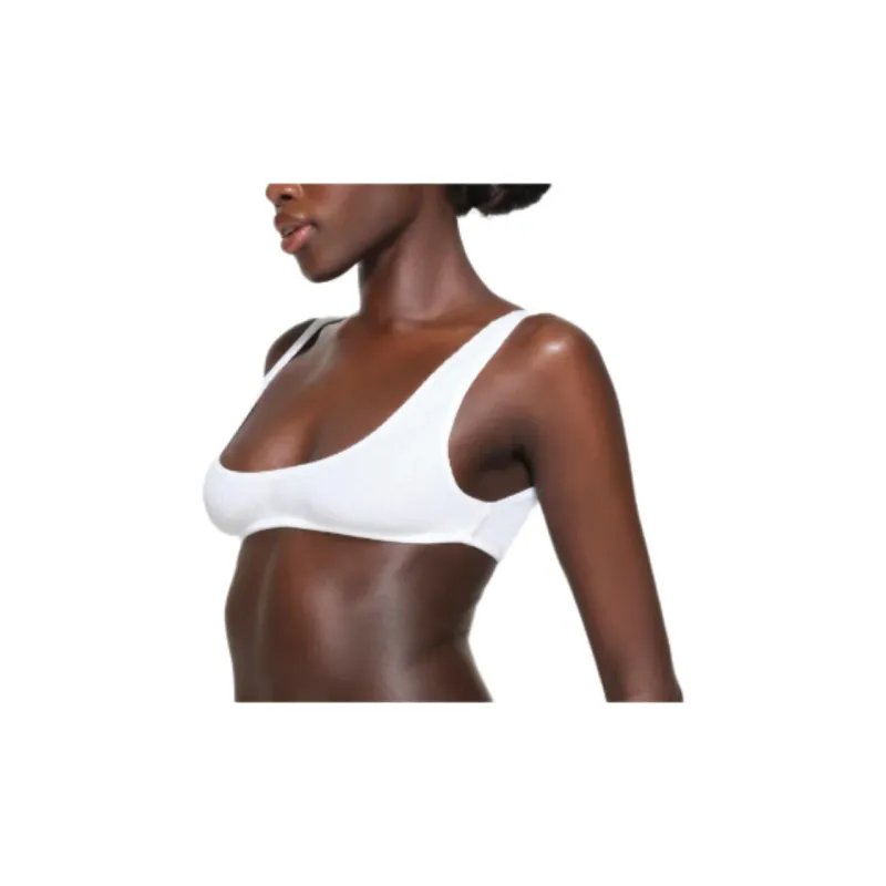 SKIMS THREADBARE RIB MICRO SCOOP BRALETTE Bra Women's SNOW/Snow-2