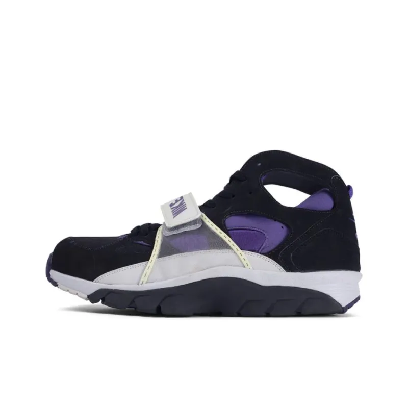Nike Air Trainer Huarache Anti Slip Wear Resistant Mid Top Vintage Basketball Shoes Men's Black Purple-0