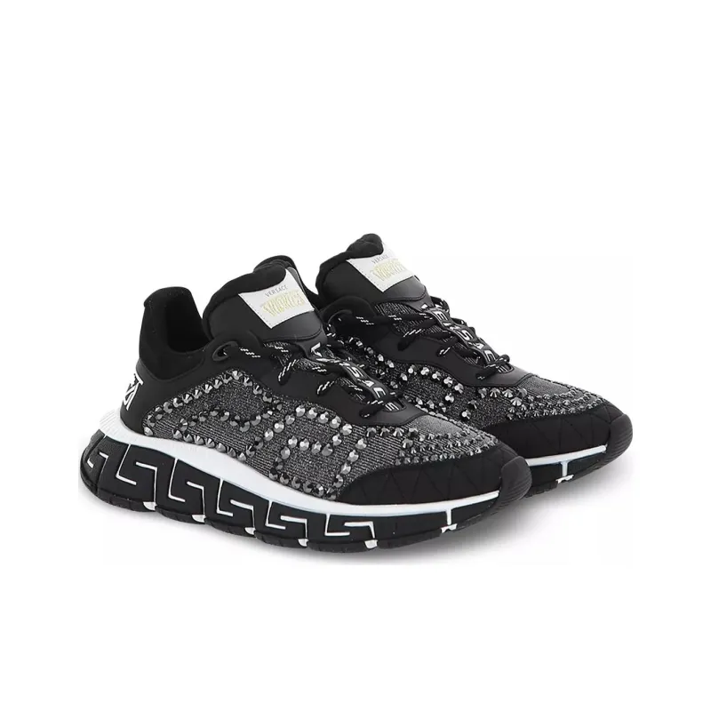 VERSACE Trigreca Crystals Black Grey White Women's-3