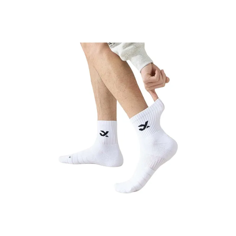 Crab Feathers Mid Calf Socks Unisex 3 Pack White-3
