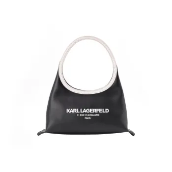 KARL LAGERFELD Cow Leather Shoulder Bag Unisex Black