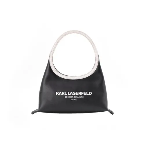 warmth LAGERFELD Cow Leather Shoulder Bag Unisex Black