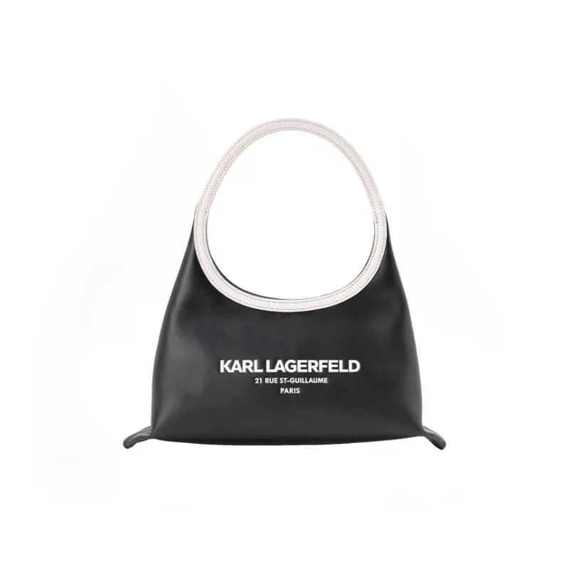 KARL LAGERFELD Cow Leather Shoulder Bag Unisex Black-0