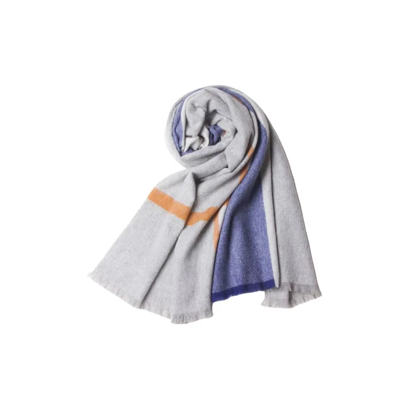 H YXIANG Cashmere Knit Scarves Women's Dark Beige/Dark Blue/Dark Green/Navy Blue-1