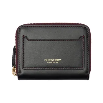Burberry Calfskin Wallet Small Size Women's Black
