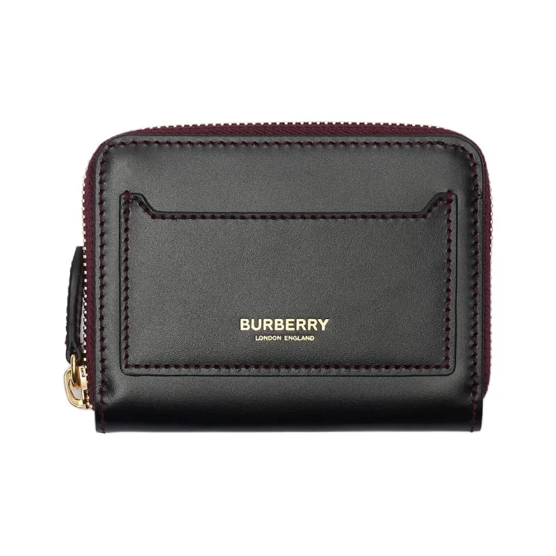 Burberry Calfskin Wallet Small Size Women's Black-0