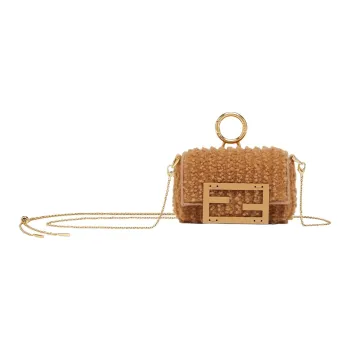 FENDI Baguette Sheep Wool Pendant Bag Accessories Mini Women's Beige
