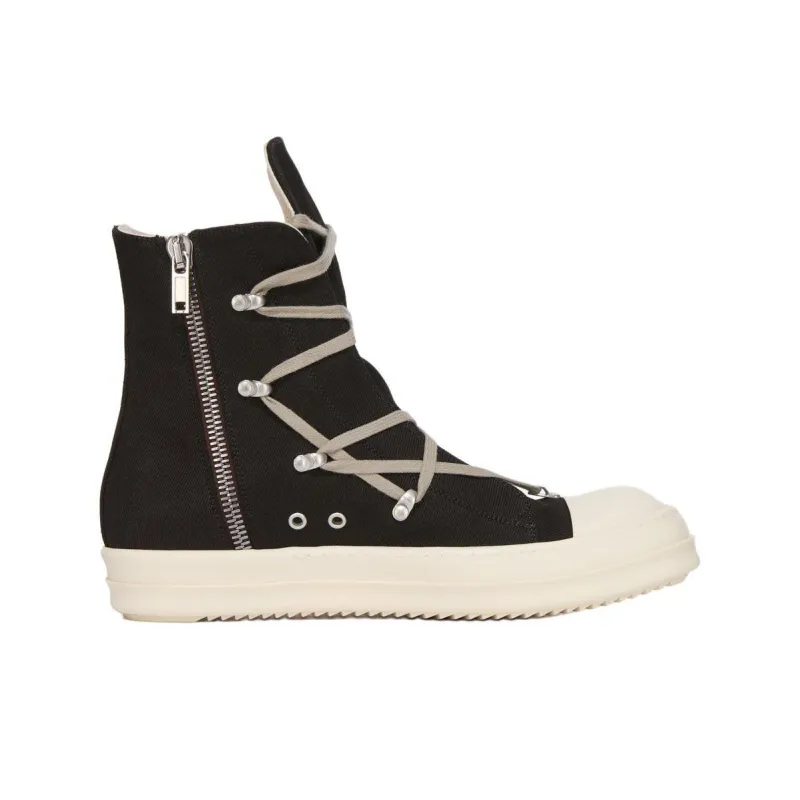 Rick Owens DRKSHDW High Top Canvas Shoes Men's Black-1