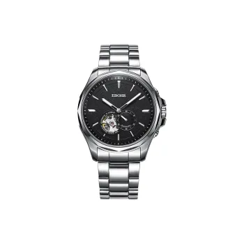 EBOHR Explorer Collection Mechanical Movement Stainless Steel Strap Watch Men's Watches Black Dial