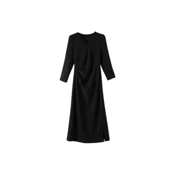 Late White Long Sleeved Dresses Women's Black