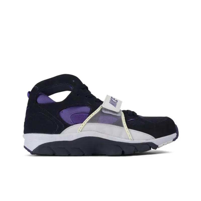 Nike Air Trainer Huarache Anti Slip Wear Resistant Mid Top Vintage Basketball Shoes Men's Black Purple-1
