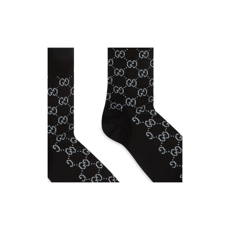 GUCCI FW23 Mid Calf Socks Unisex 1 Pack Black Gray-5