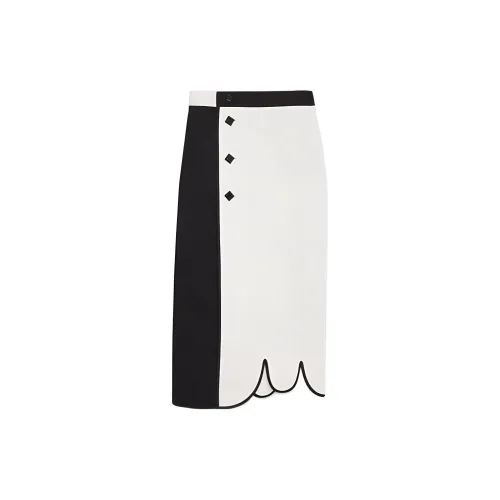 GUCCI Casual Long Skirts Women's Black/White