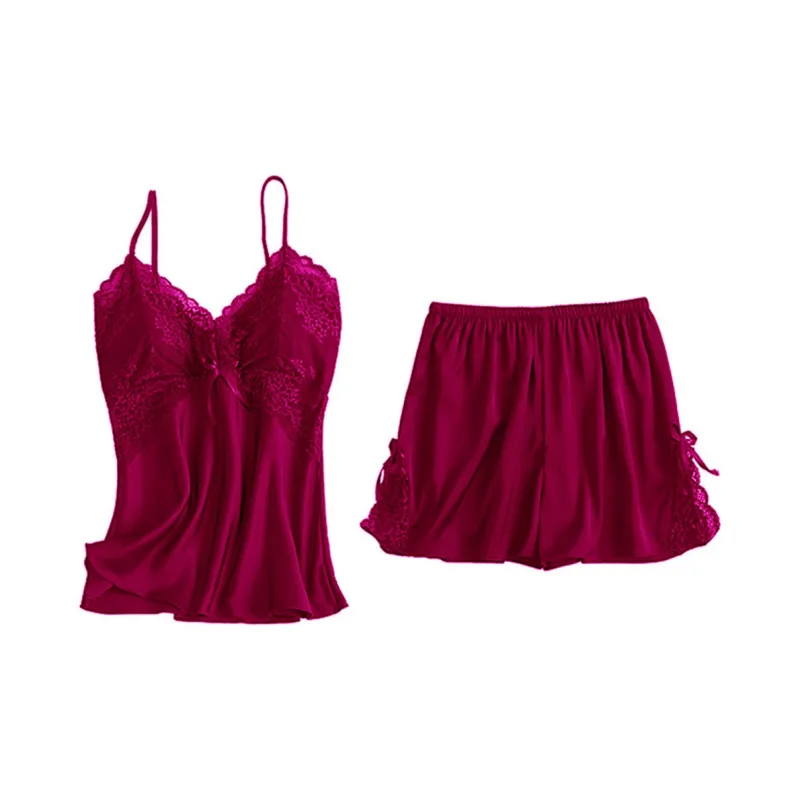 Flowers In Water Pajama Set Women's Burgundy-2