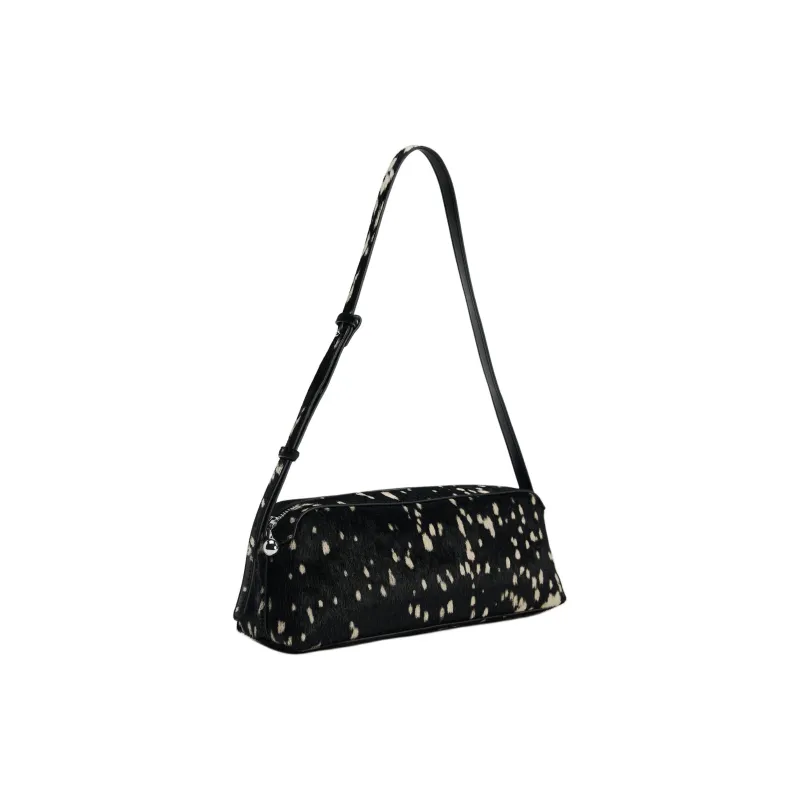 ZARA Cow Leather Shoulder Bag Women's Black-1