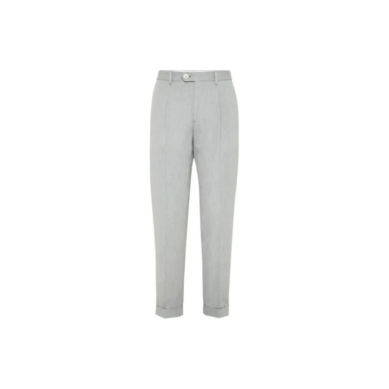 Brunello Cucinelli Pressed Crease Tapered Leg Trousers-2