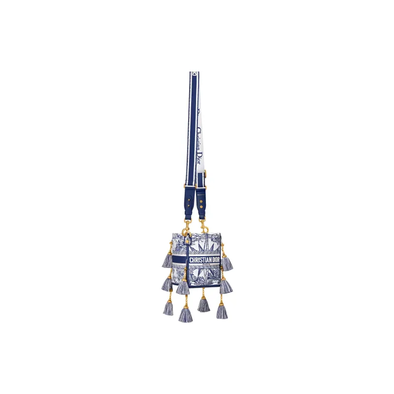 DIOR D Bubble Collection Embroidery Bucket Bags Crossbody Bag, Shoulder Bag Small Size Women's Blue-1