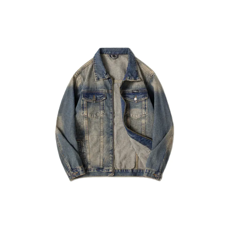 SANTASTIC Denim Jackets Men Yellow Mud Blue-1