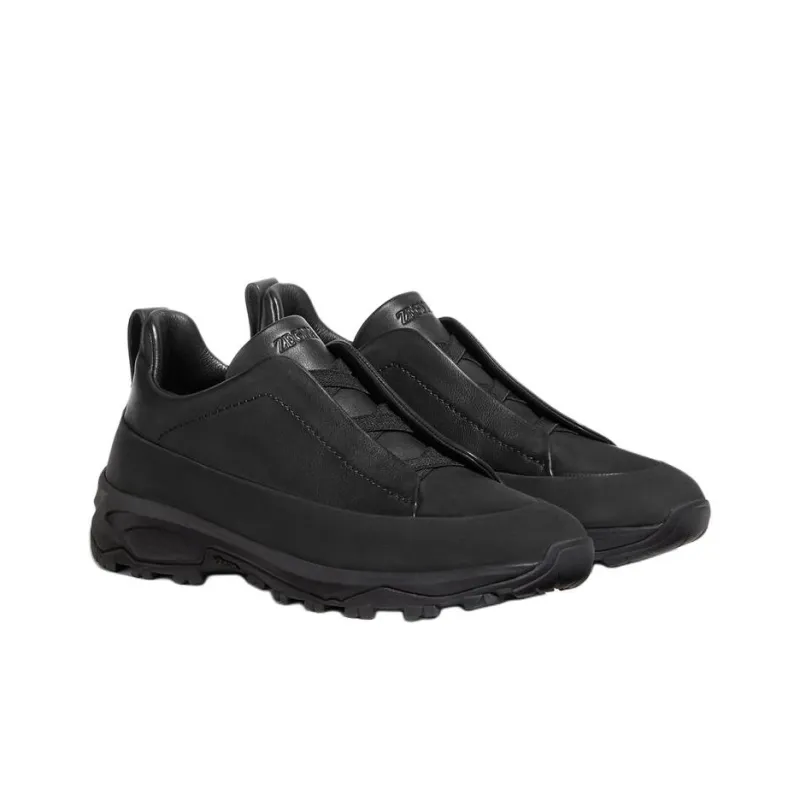 Zegna Triple Stitch Monte Low-Top Casual Shoes Men's Black-2