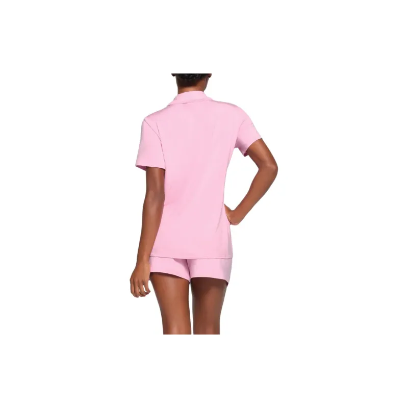 SKIMS SLEEP SHORT SLEEVE BUTTON UP SET Pajama Set Women's BUBBLE GUM/Bubble Gum-2