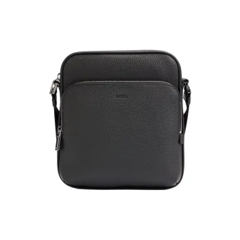 HUGO BOSS Leather Shoulder Bag, Crossbody Bag Men's Black