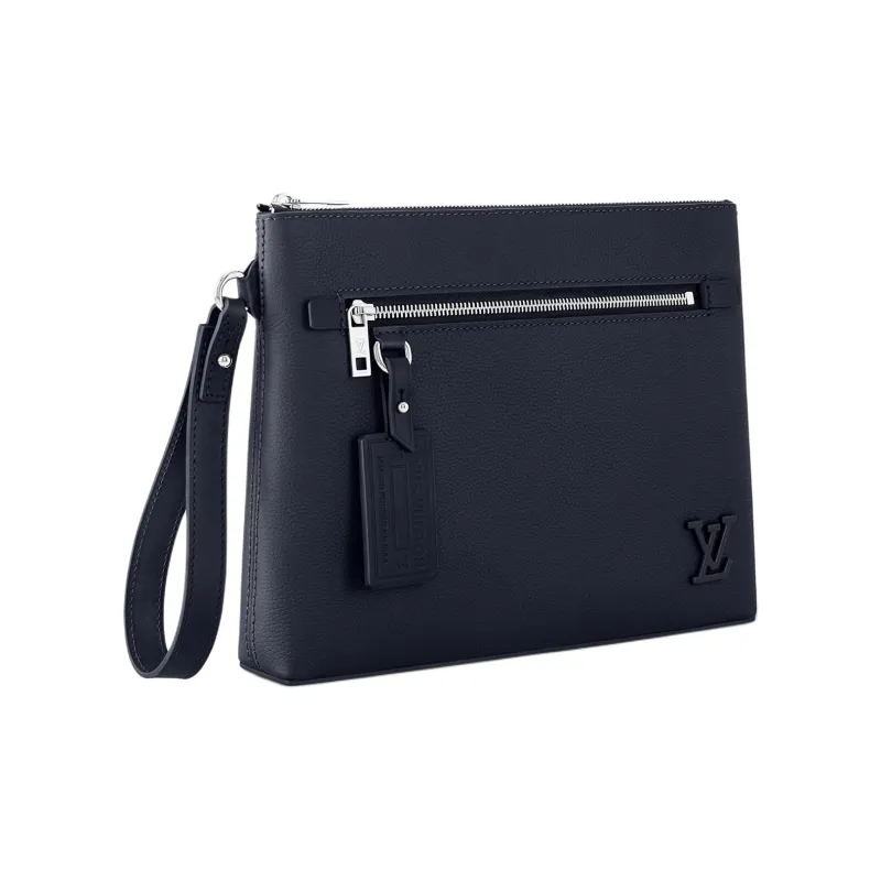 LOUIS VUITTON TAKEOFF Cow Leather Clutch Regular Men's Marine Blue-1