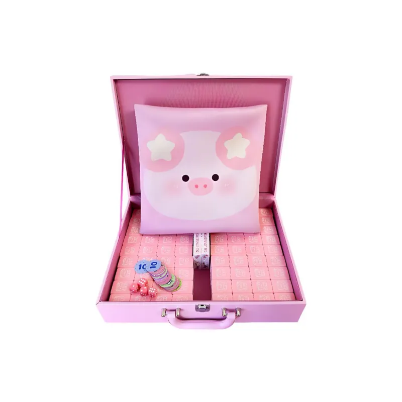 Imono Hand Crafted Mahjong Tiles Set With Cute Pink Piglet Design 40/42/44 Sizes Cartoon Style Board Games-43