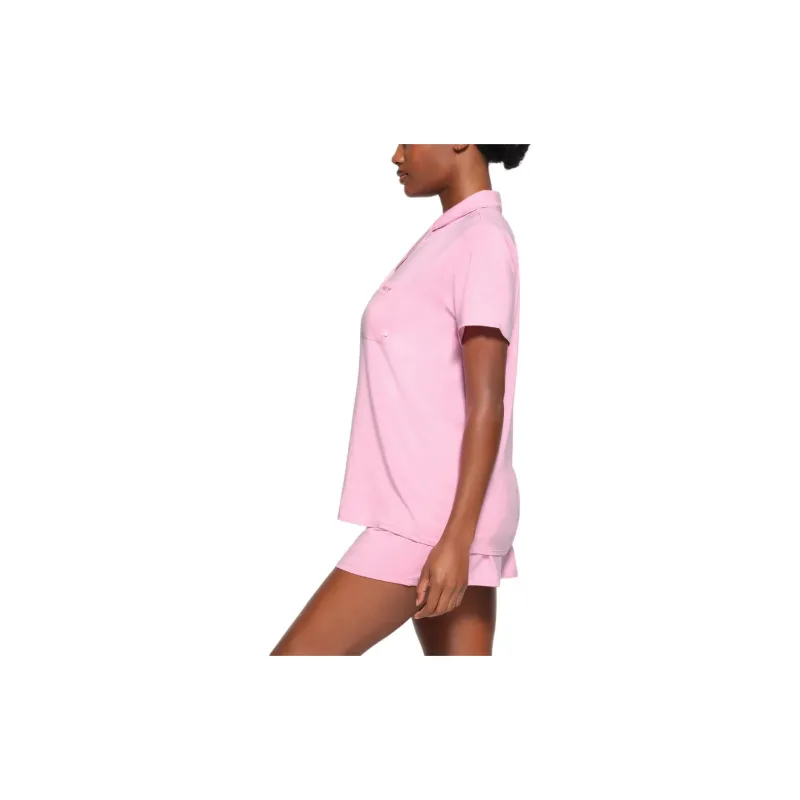 SKIMS SLEEP SHORT SLEEVE BUTTON UP SET Pajama Set Women's BUBBLE GUM/Bubble Gum-3