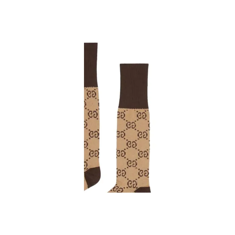 GUCCI SS23 Knee-High Socks Men's 1 Pack Brown-5