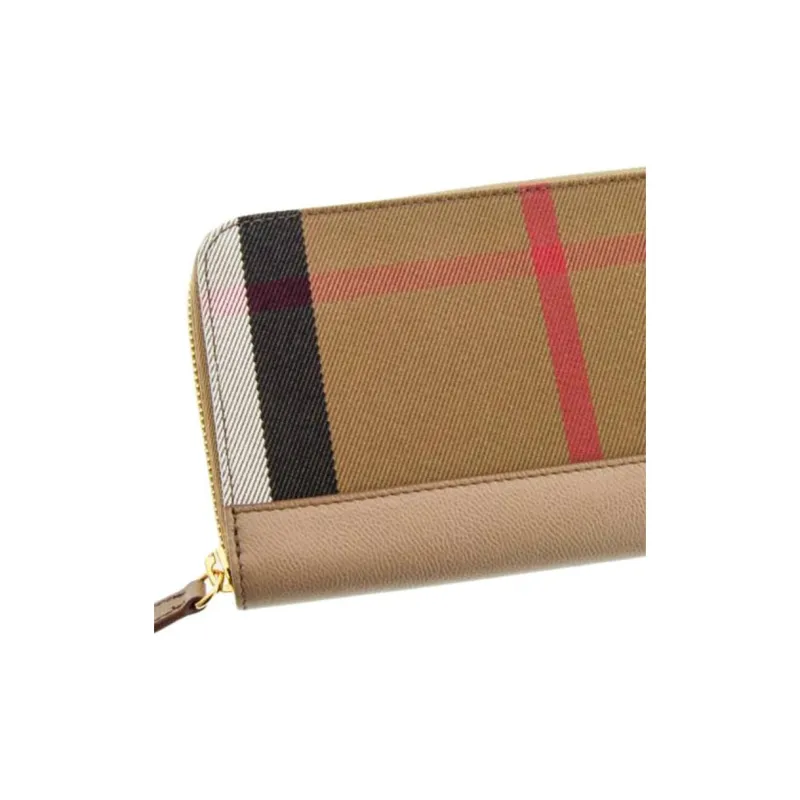 Burberry Cow Leather Wallet Women's Beige-3