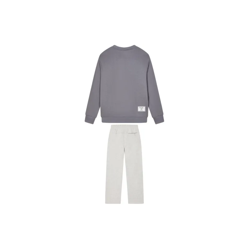 FILA Casual Sportswear Men Clothing Sets Cloud Dola Gray Sweatshirt+Moon Mist Gray Pants-1