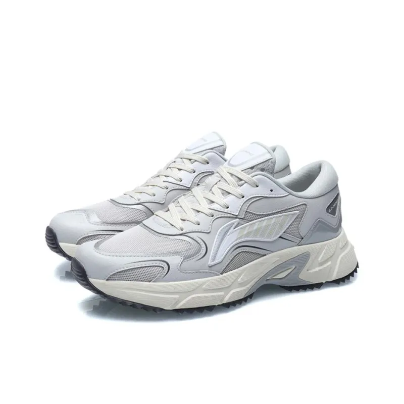 LiNing Cushioned Anti-Slip Wear-Resistant Breathable Lightweight Low-Top Running Shoes Men's Antarctic Gray-9