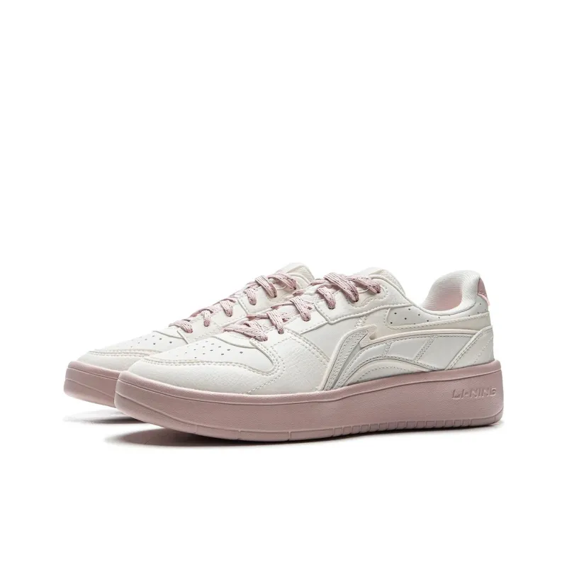 LiNing Acer Truncatum Anti Slip Wear Resistant Low Top Casual Shoes Women's White Pink-2