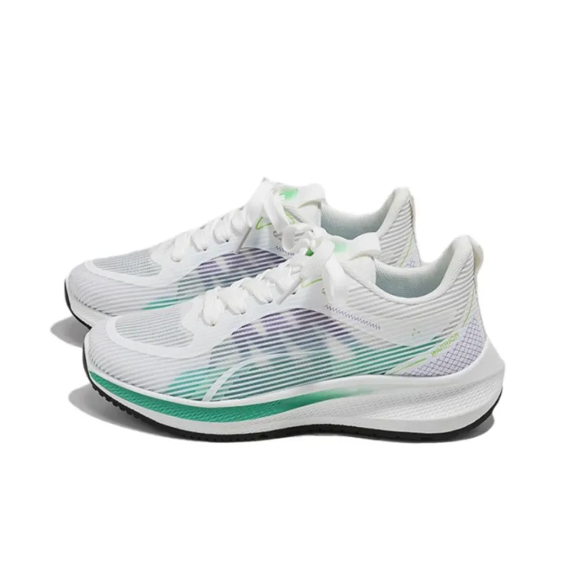 Warrior Lightweight Wear Resistant And Slip Resistant Low Top Casual Running Shoes Women's White Green Purple-2