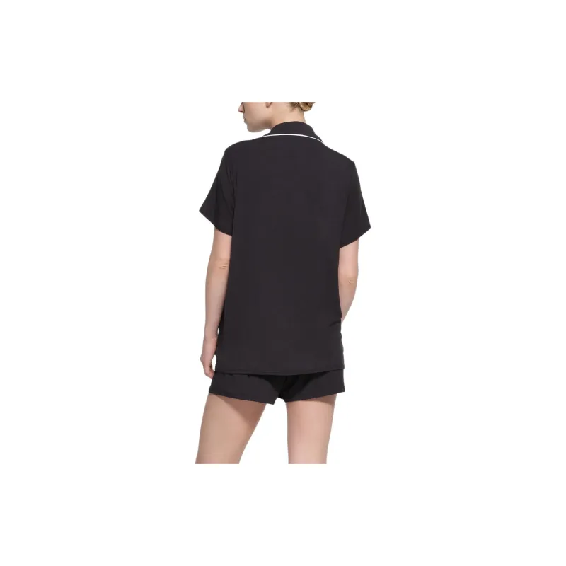SKIMS SLEEP SHORT SLEEVE BUTTON UP SET Pajama Set Women's Onyx Marble Trim/Agate Marble Decoration-2