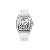 Blue Whale Box-Transparent Case White Dial White Rubber Strap