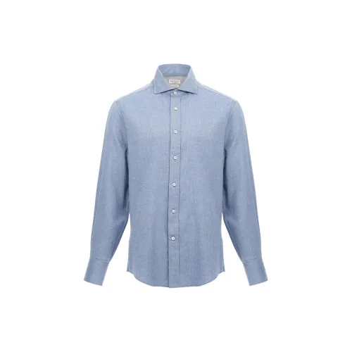 Brunello Cucinelli Shirts Men Light Blue