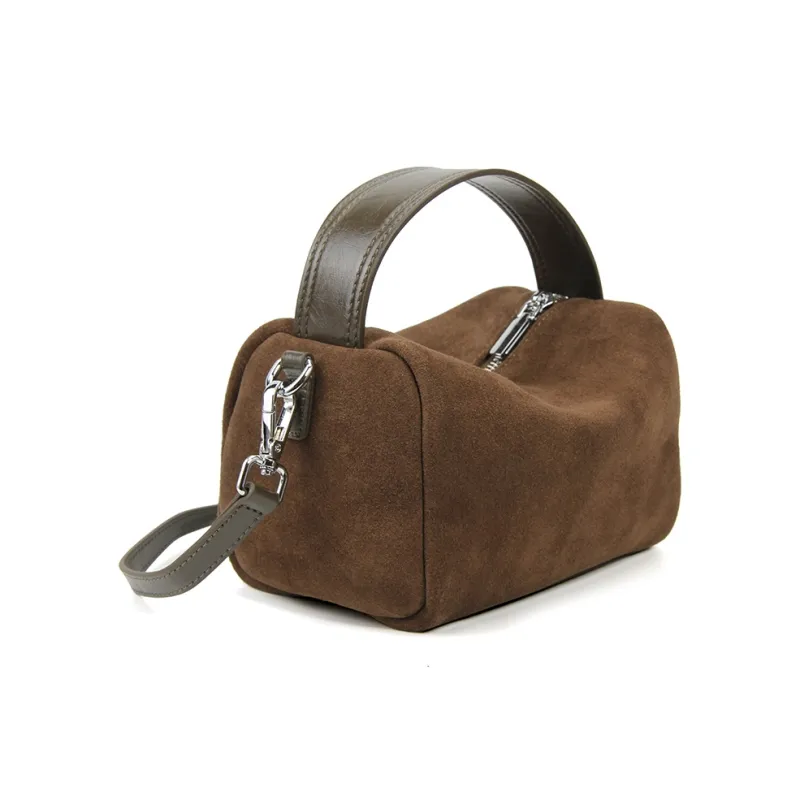 YOCAMU Matte Cowhide Leather Handbag Crossbody Bag Advanced Touch Unisex Wicker Pine Green-7