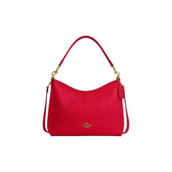 COACH Pebbled Leather Handbag Shoulder Bag Crossbody Bag Large Size Women's Red